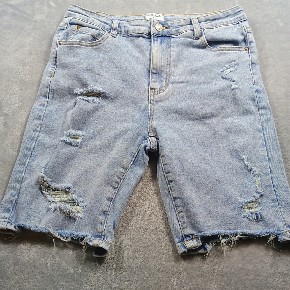 White Birch Womens Denim Shorts Light Wash Size M Distressed Raw Hem